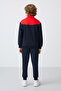 Navy Blue Cotton Thick Fleece Lined Standard Fit Embroidered Boys' Tracksuit Set - 11240 - 7