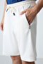 Ecru Cotton Thick Soft Textured Standard Fit Basic Men's Shorts - 81276 - 3