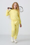 Yellow Cotton Fleece Inside, Soft Textured, Comfortable Fit, Embroidered Girls' Tracksuit Set - 75145