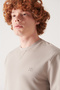 Men's Gray Crew Neck Cotton 2 Thread Non-Brushed Comfort Fit Sweatshirt E001200 - 2