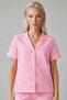 Plaid Bowknot Pattern Short Sleeve Pajamas Set Women's Buttoned Long Bottom Pink Pajamas Set 4633 - 5