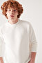 Men's Ecru Crew Neck Cotton 2 Thread Non-Rated Sweatshirt E 001200 - 5