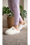Women's Ecru Fluffy Furry House Slippers 3 cm Byndskl03 - 6