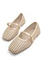 Women's Metallic Gold Knitted Mary Jane Casual Shoes Ballerinas