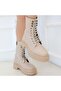 Women's Nude Nut Faux Leather Lace-up Boots - 4