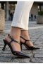 Brown Patent Leather Women's Heeled Shoes - 3