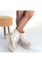 Beige Stretch Women's Heeled Boots - 4