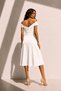 Boat Neck Midi Dress - White - 2