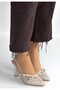 Beige Patent Leather Women's Heeled Shoes - 3