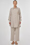 Bead Embroidered Viscose Double Suit Stone