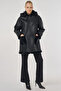 Faux Leather Coat with Belt Loop Black - 2