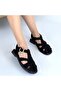Black Suede Women's Flat Sandals - 4