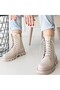Women's Beige Lace-up Boots - 4