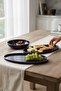 3-Piece Porcelain Modern Sufii Salad Boat Bowl Set Navy Blue