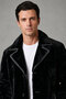Black Richard Lined Wool Men's Genuine Leather Coat - 6