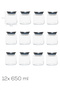 4403 Bormio Set of 12 Glass Jars with Metal Lids Vacuum Lid Storage Organizing Container Set 650ml - 5