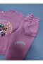 Girl's Three-Thread Embroidered 2-Piece Set |   Sweatshirt & Sweatpants |   Floral Printed - 5