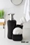268669 Countertop Black Liquid Soap Dispenser Porcelain Soap Dispenser with Brush and Sponge (550ml) 20cm - 4