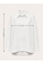 Women's White Ribbed Detailed Oversize Poplin Shirt - 6