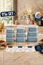 5317 9-Piece Square Storage Container Set with Air Release Valves – Blue (3 Different Sizes X 3 Pieces)