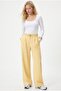Women's Rena Belted Lycra Yellow Palazzo Trousers - 3