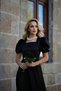 Women's Black Square Collar Belt Buckle Detail Victoria Evening Dress Graduation Dress - 3