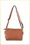 Women's Three-Compartment Shoulder Bag with Gold Accessories - Tan - 3