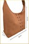 Women's Studded Detailed Suede Hand and Shoulder Bag - Tan - 2