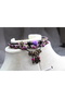 Purple Lava Stone Multi-Layered Bohemian Bracelet |   Crystal Beaded Adjustable Women's Bracelet - 2