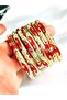 Pink-Ecru-Turquoise-Red-Orange Stone Enamel Handcuffs 18cm (Price Is for One Piece)