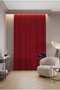 Crown Red Solid Color Soft Background Curtain, Pleatless Flat Planting, Extrafor Drawstring, Single Wing - 3