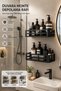3 Pieces Set of 2 Bathroom Shower Shelf Shampoo Holder Soap Dish Black Adhesive Shower Organizer |   Water Resistant Plastic |   Total 6 Shelves - 5