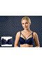 Lace Panties with Strap Support and Navy Blue Bra Set - 2