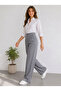 Women's Gray High Waist Pleated Buttoned Lycra Flexible Comfortable Fit Palazzo Pants - 6