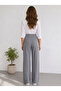 Women's Gray High Waist Pleated Buttoned Lycra Flexible Comfortable Fit Palazzo Pants - 7