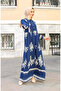 Tile Pattern Dress 4100-05 Navy Blue - 2