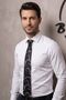 Blzkrvdokuma74 Men's Fabric Black and White with Tie and Handkerchief - 2