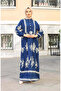 Tile Pattern Dress 4100-05 Navy Blue - 4
