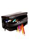 Faux Leather Double Compartment Pencil Case Dark Brown – Double Compartment Pen Holder with Internal Support - 2