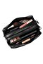 Artificial Leather Double Compartment Pencil Case Black – Double Compartment Pen Holder with Internal Support - 6