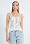 Stone Embellished Thick Strap Slim Fit Blouse - 6