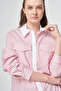 Stripe Pattern Cotton Blouse Fuchsia - 7