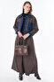 Denim Garnished Plaid Pattern Jacket Brown - 2