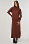 Half Turtleneck Knitwear Dress Dark Brown