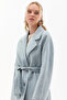 Premium Wool Men's Collar Belted Coat Blue - 4