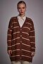 Striped Knitwear Cardigan Red Brown-Stone - 2