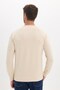 Men's Standard Fit Regular Cut Long Sleeve Modal Fabric Crew Neck Bone Color Sweatshirt - 7