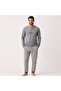 Men's Cotton Collared Buttoned Pocketed Gift Bundle and Dowry Set Gray Melange Color Pajama Set Al00 - 3