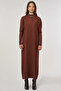 Half Turtleneck Knitwear Dress Dark Brown - 4
