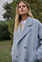 Premium Wool Men's Collar Belted Coat Blue